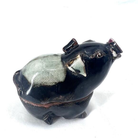 Vintage Ceramic Lidded Pig Candle Figurine Trinket Box - Picture 6 of 9